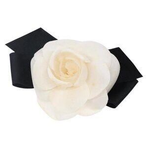 CHANEL Camelia Brooch Nylon White